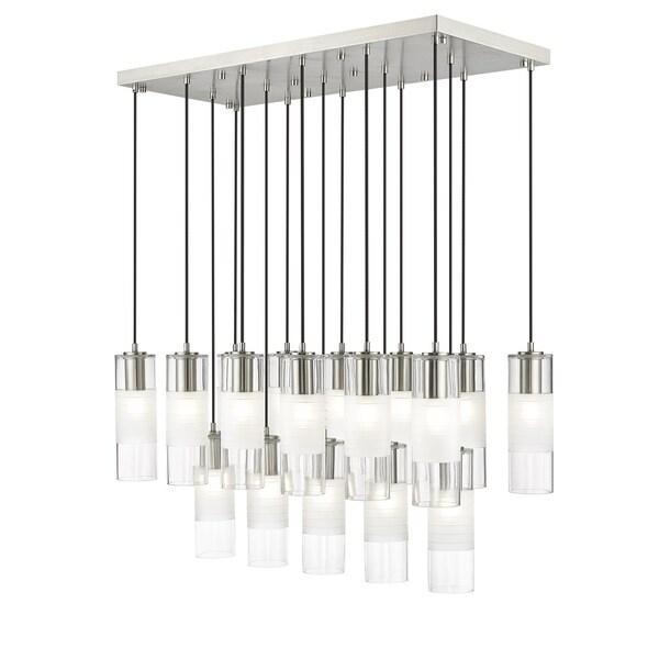 Z-Lite Alton Linear Chandelier, 17-Light, 18 In.W x 42 In.L x 14.25 In.H, Brushed Nickel/Clear+Frosted 824P-17L-BN - main